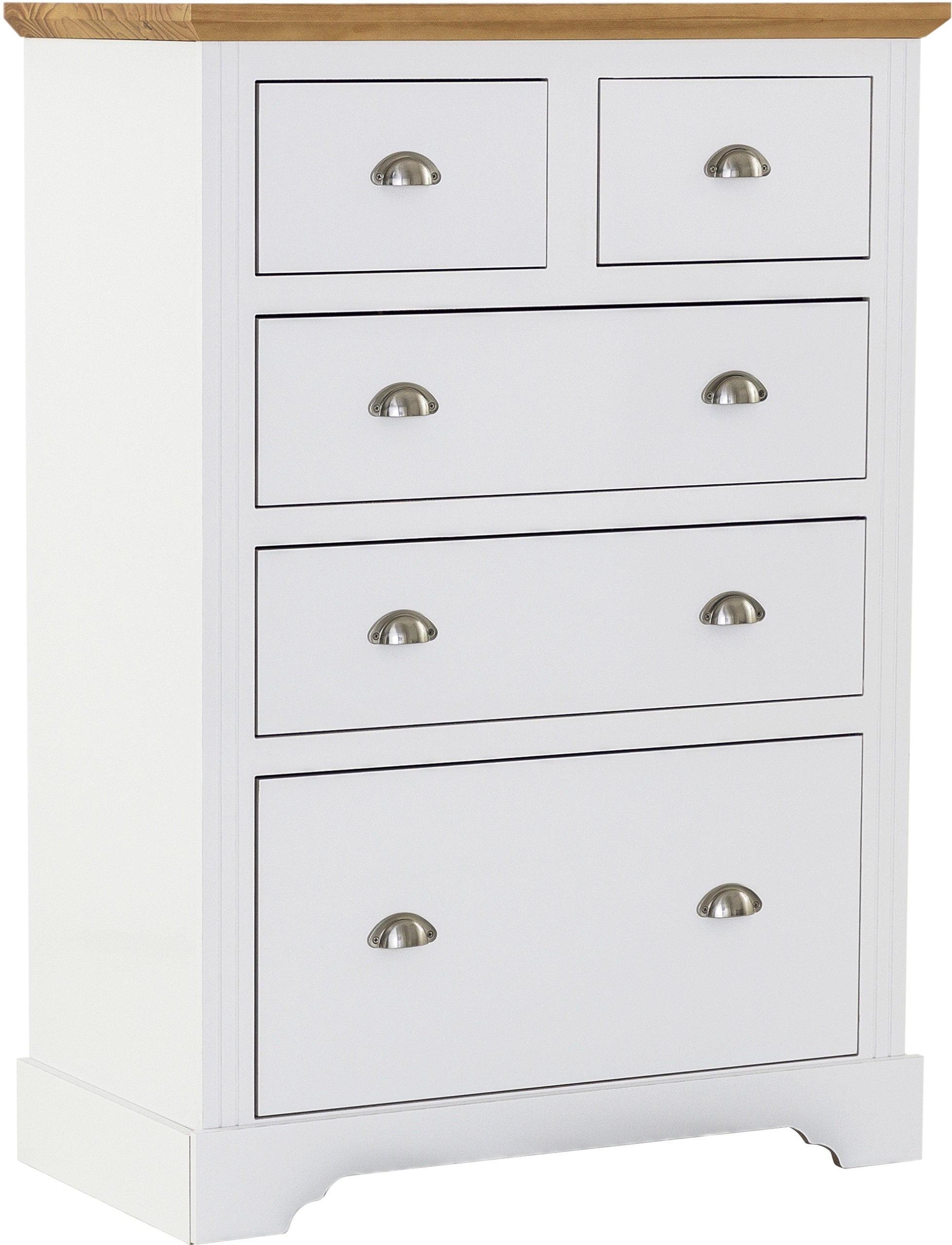 TOLEDO 3+2 DRAWER CHEST - WHITE/OAK EFFECT