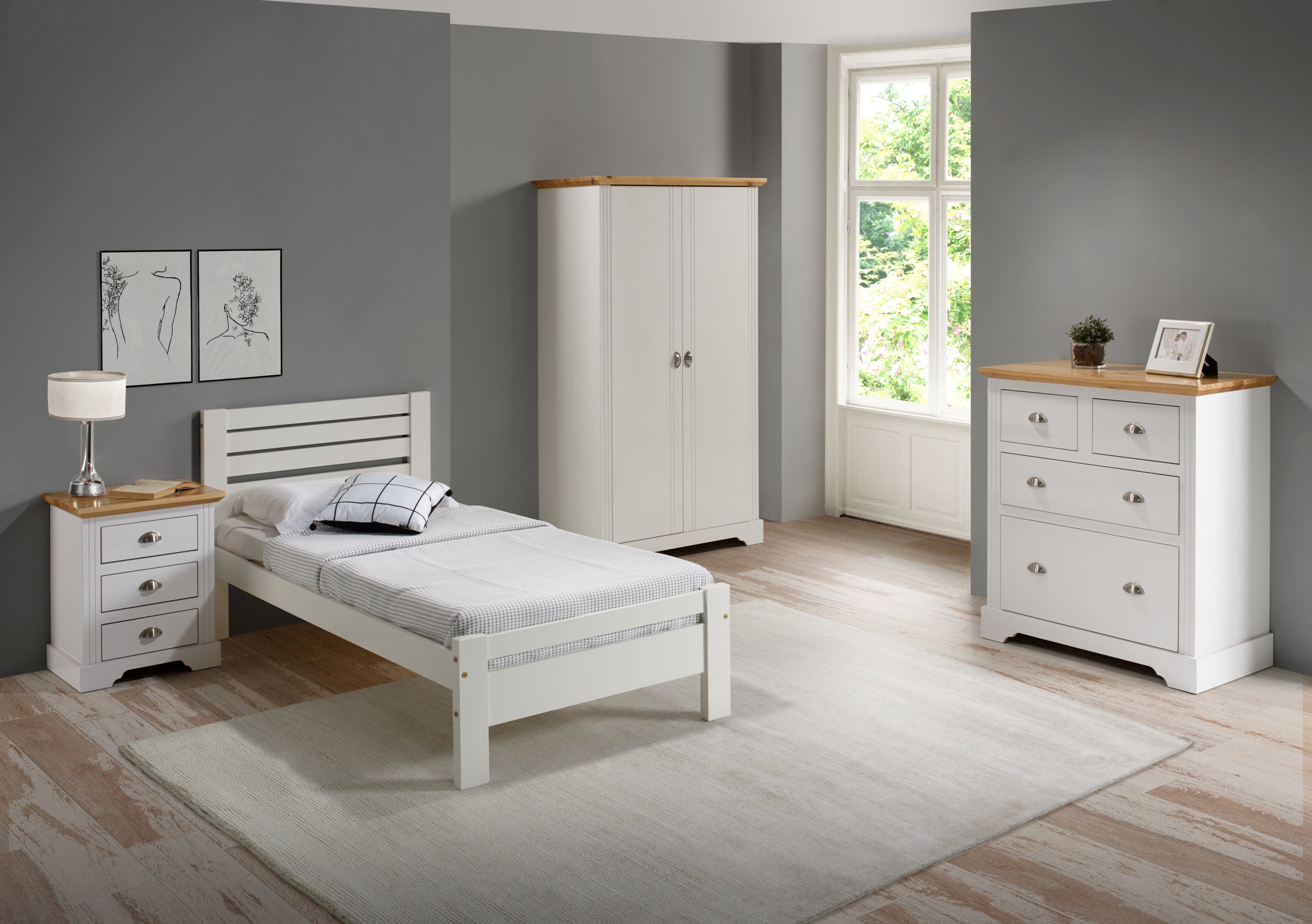 TOLEDO 2+2 DRAWER CHEST - WHITE/OAK EFFECT