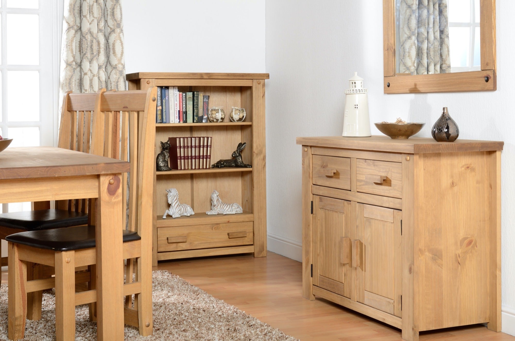 TORTILLA 1 DRAWER BOOKCASE - DISTRESSED WAXED PINE