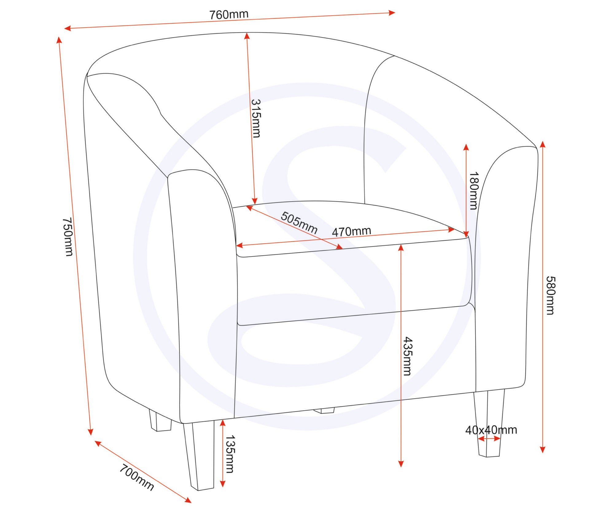 TEMPO TUB CHAIR - GREY FABRIC