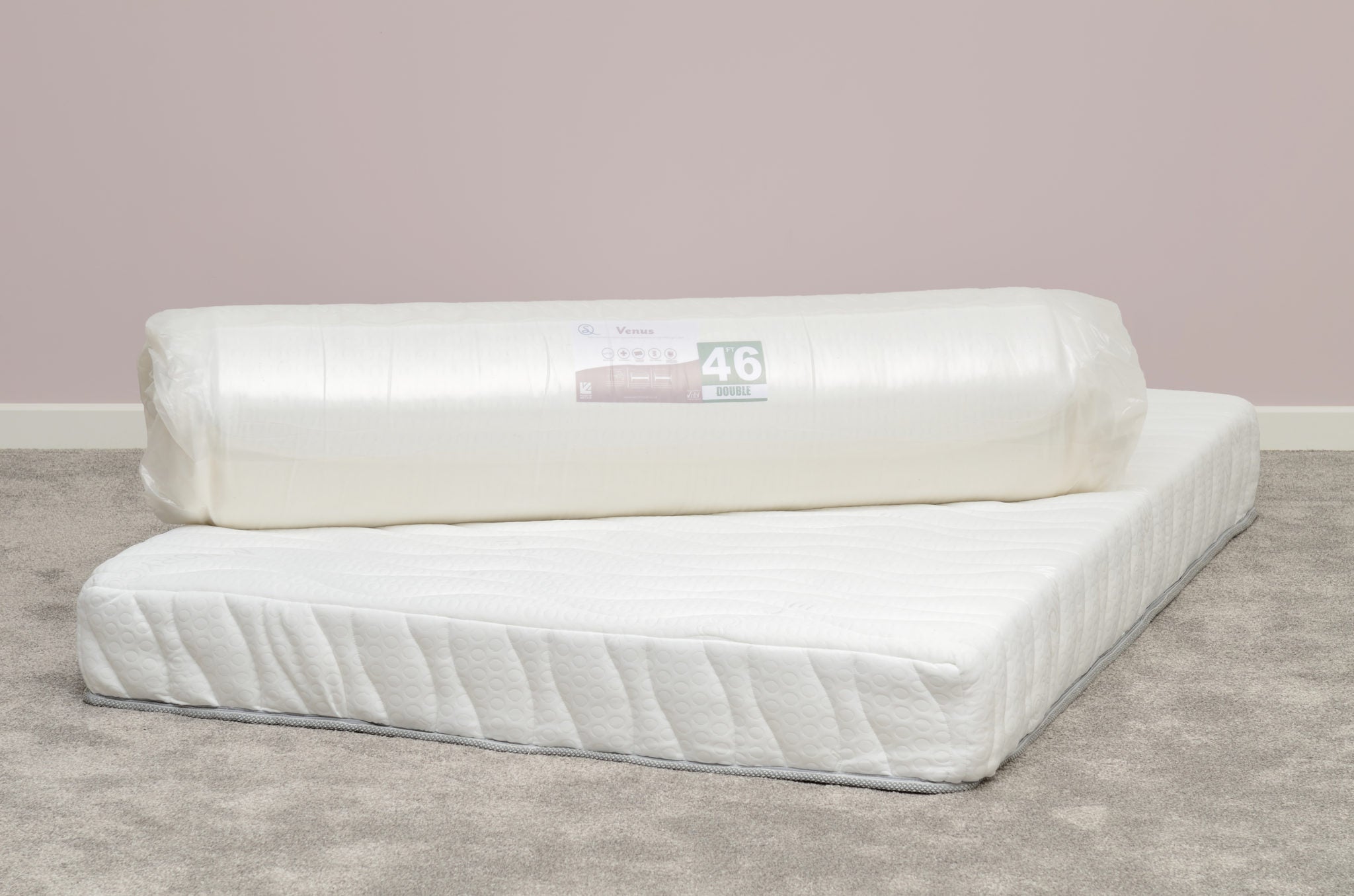 VENUS 5' MEMORY COOL ROLLED MATTRESS - WHITE FABRIC