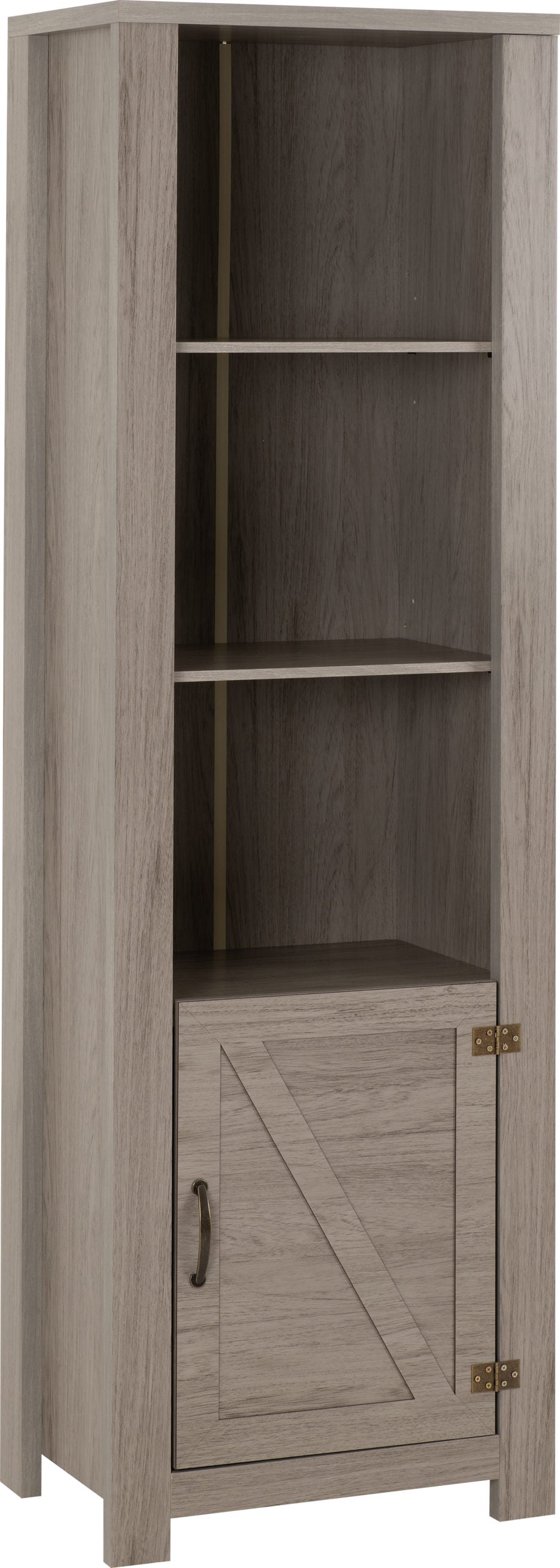 ZURICH 1 DOOR BOOKCASE - GREY WOOD GRAIN