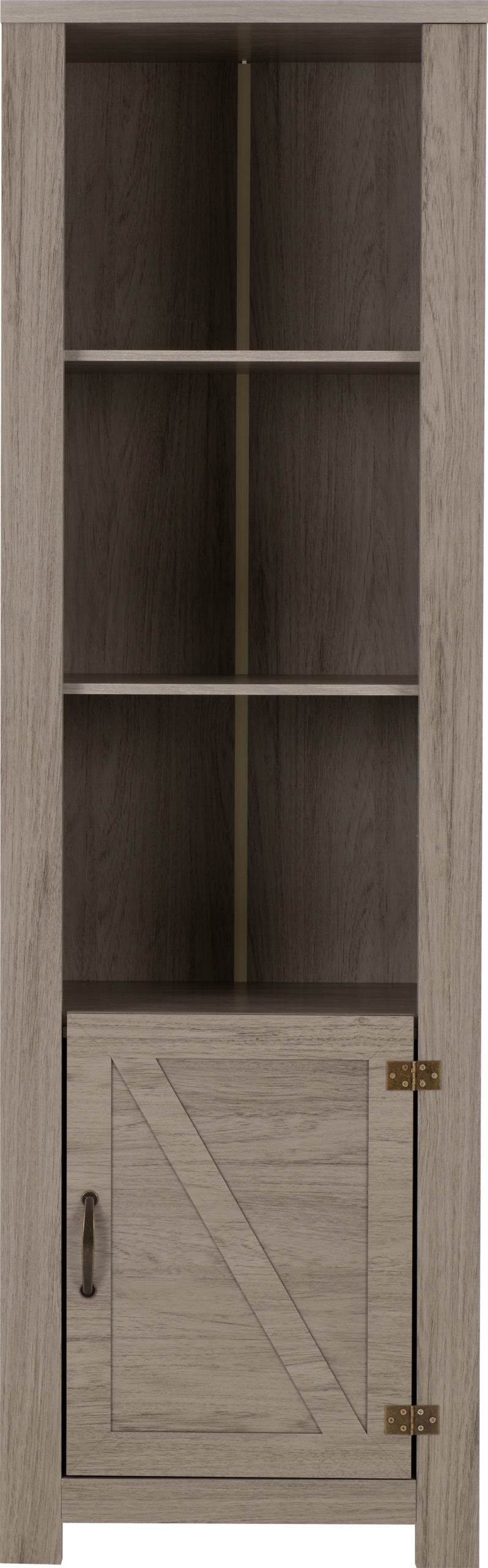 ZURICH 1 DOOR BOOKCASE - GREY WOOD GRAIN